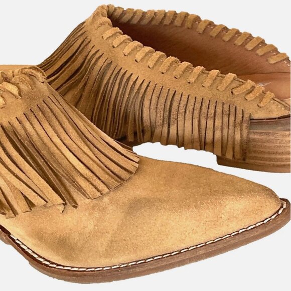 NEW! ANTELOPE DABNEY MULES SUEDE FRINGE BOOTS TAN TAUPE SHOES WOMENS 40 9 9.5 - Picture 14 of 16